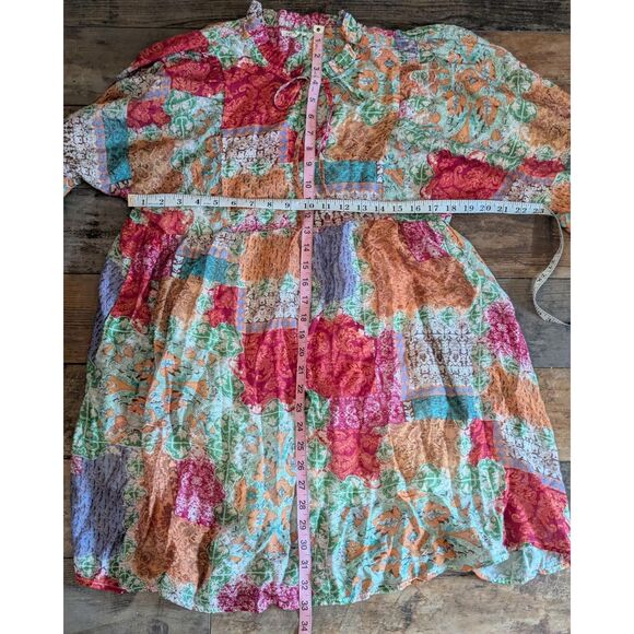 JODIFL Patchwork Bohemian Midi Dress, Size M - Picture 2 of 4